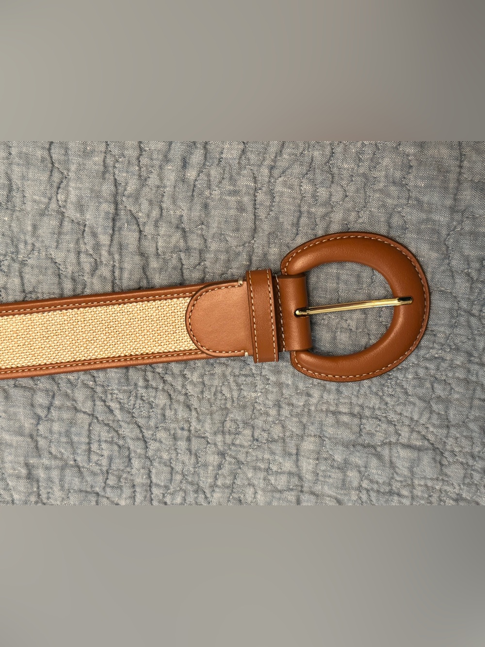 Ann Taylor Canvas Belt with Tan Leather Trim